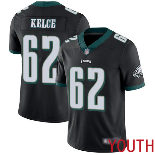 Youth Philadelphia Eagles #62 Jason Kelce Black Alternate Vapor Untouchable NFL Jersey Limited Player Football->youth nfl jersey->Youth Jersey